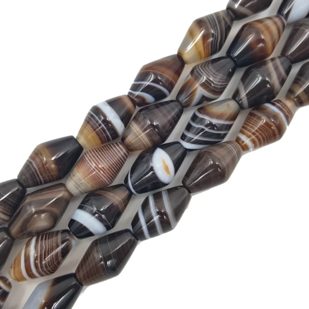 

Lii Ji Natural Stone Brown Color Onyx Agate Oval Shape Beads Approx 14x24mm Loose Beads for DIY Jewelry 38cm