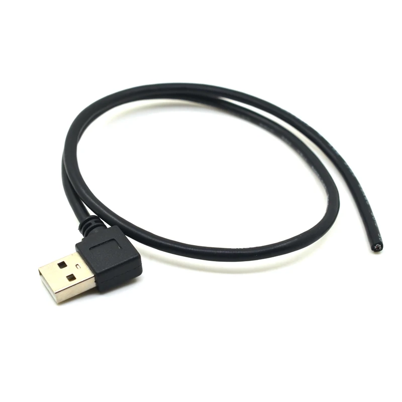 

Right Angled 90 Degree USB 2.0 A Type Male to 4 Wires Open Cable for DIY Welding OEM Black Color 50cm 0.5m