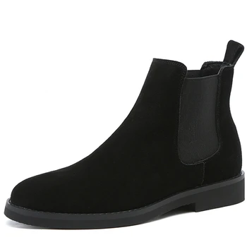 

high quality men's vintage chelsea boots cowboy outdoor platform ankle boots cow leather shoes slip-on spring autumn booties man