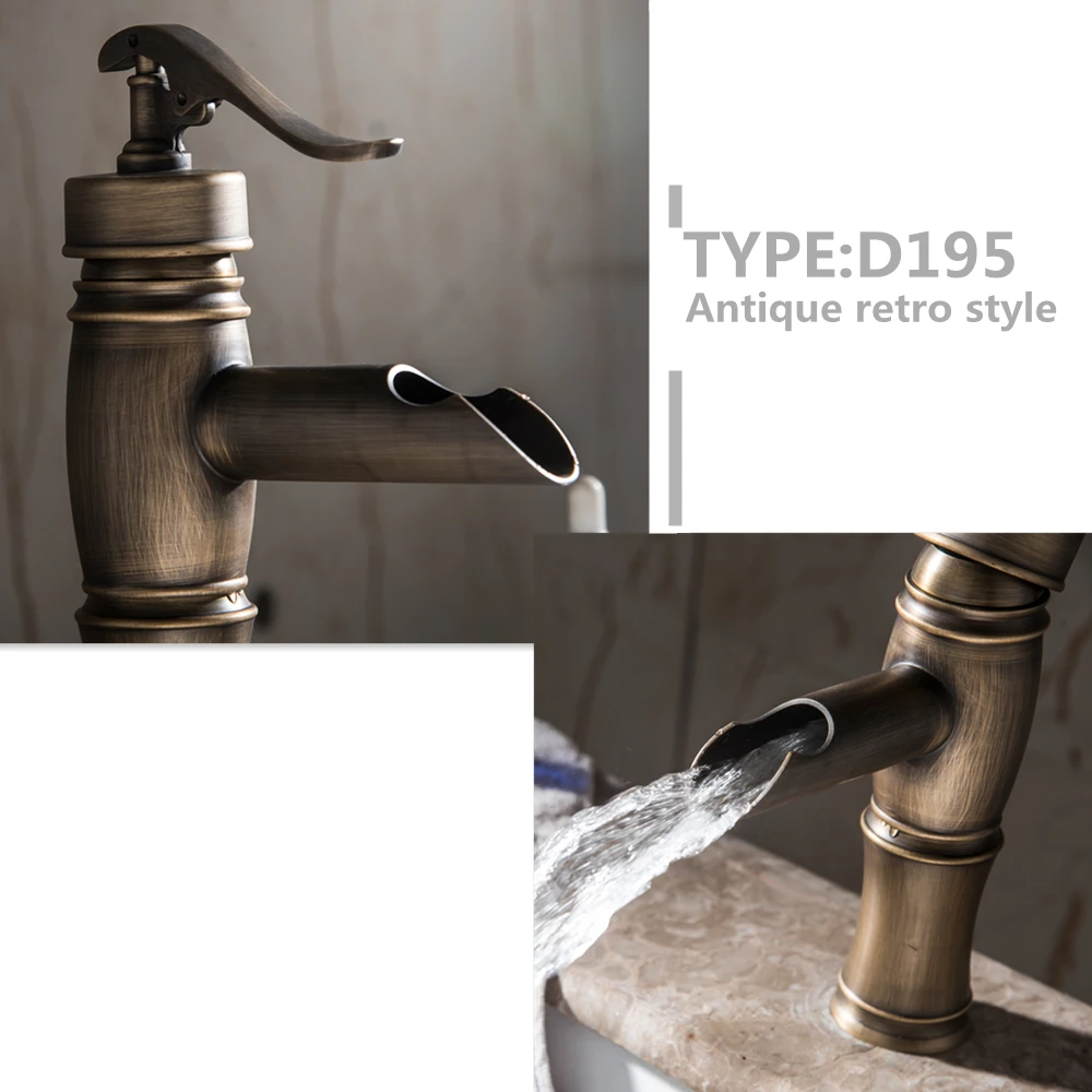 European antique bathroom sink basin faucet retro Single hole basin faucet vintage Brass water tap hot and cold Mci3
