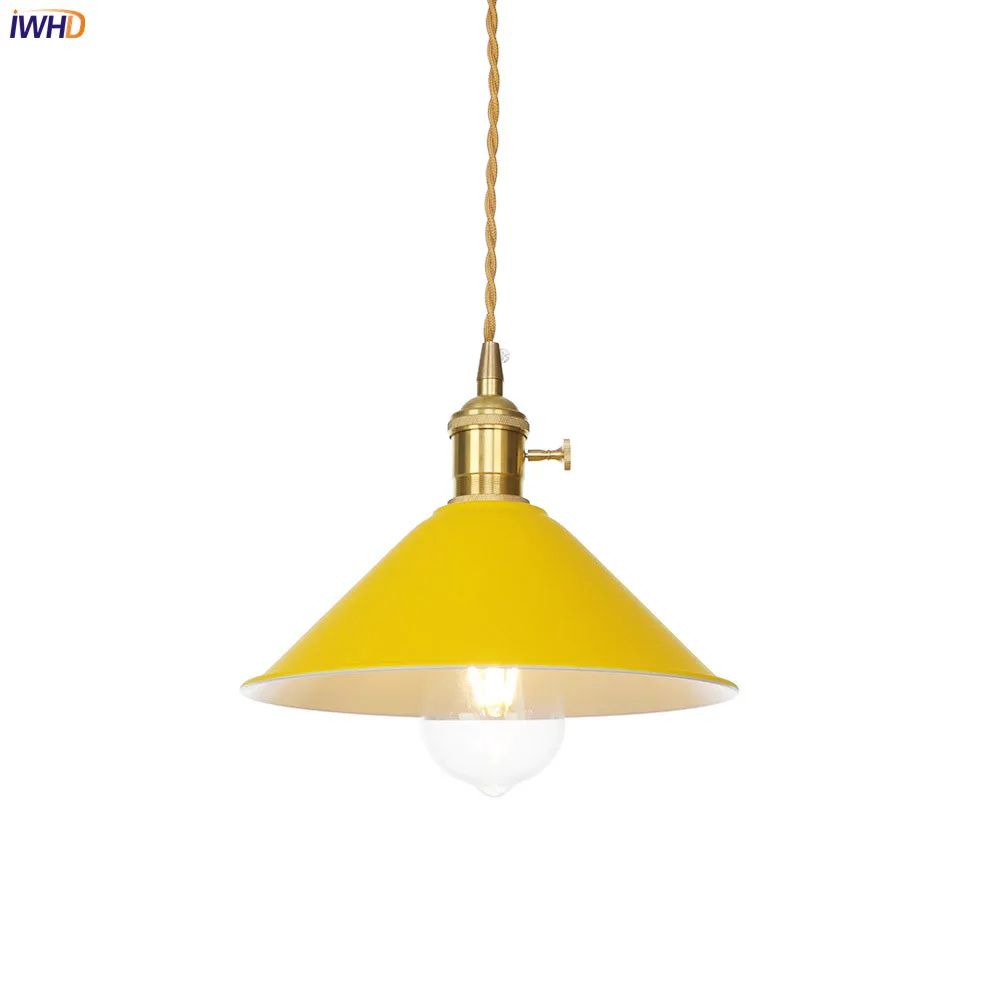 

IWHD Nordic LED Pendant Lights Colorful Iron Pendant Lamp With Switch Adjustable Hanglamp Creative Fixtures For Home Lighting
