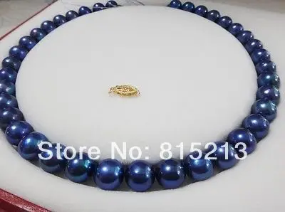 

ddh001259 Charming 18"10-11mm genuine black blue pearl necklace