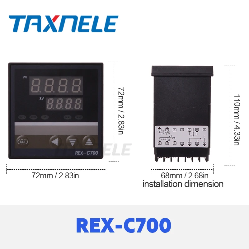 Цифровой PID REX-C700 контроллер температуры+ SSR реле 40A+ K термопара+ радиатор, PID контроллер термостат SSR выход