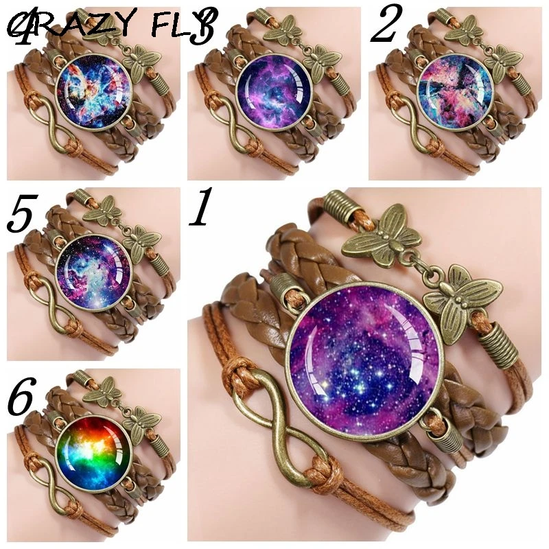 Download CRAZY FLY One Piece Starry Sky Pattern Leather Bracelet ...