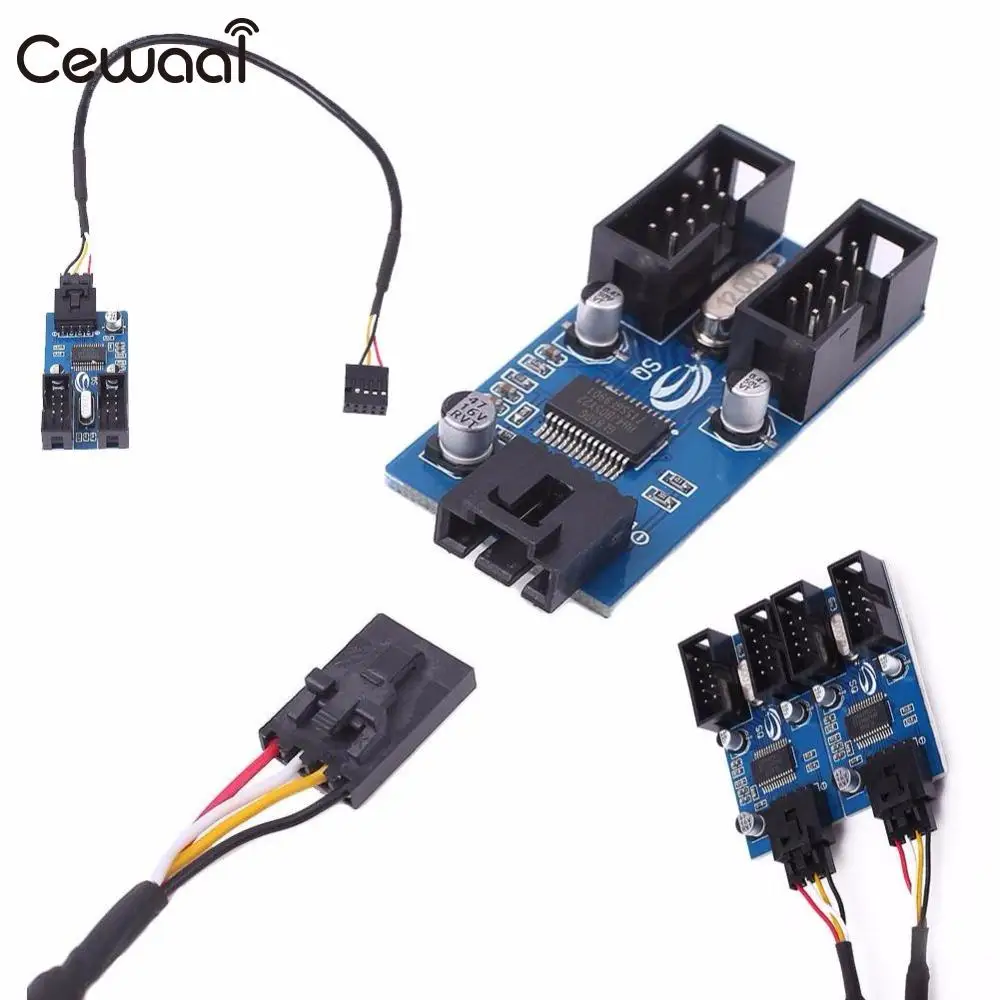

Cewaal Motherboard USB 9Pin Interface Header Splitter 1 to 2 Extension Cable Adapter