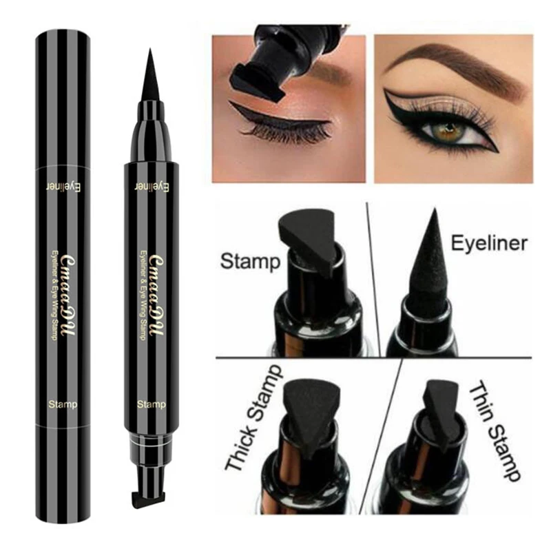 CmaaDu двухсторонняя жидкая подводка для глаз штамп подводка для глаз ручка штамп черный маркер Карандаш Водонепроницаемый косметический карандаш для глаз TSLM2