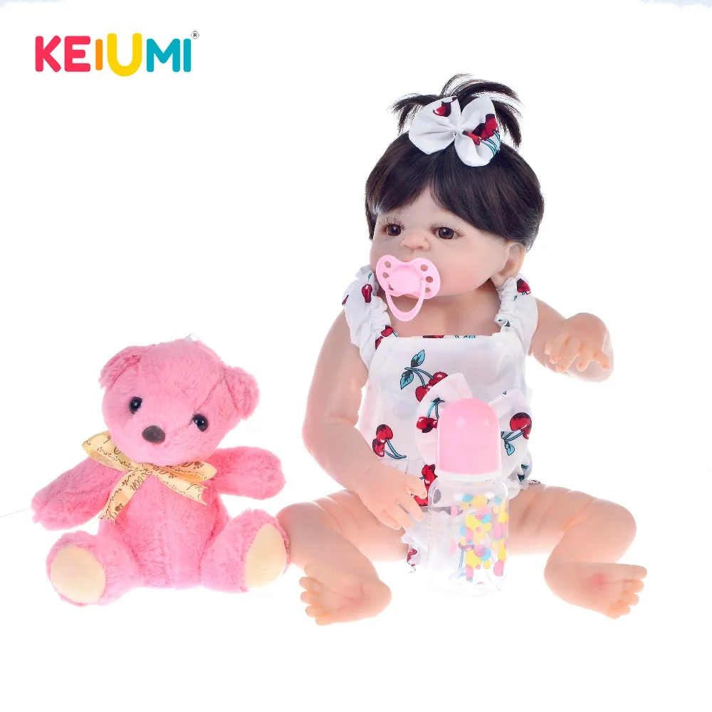 KEIUMI Прекрасный специальный Reborn Baby Doll игрушечные лошадки реалистичные полный силиконовая кукла-младенец для девочек Рождество