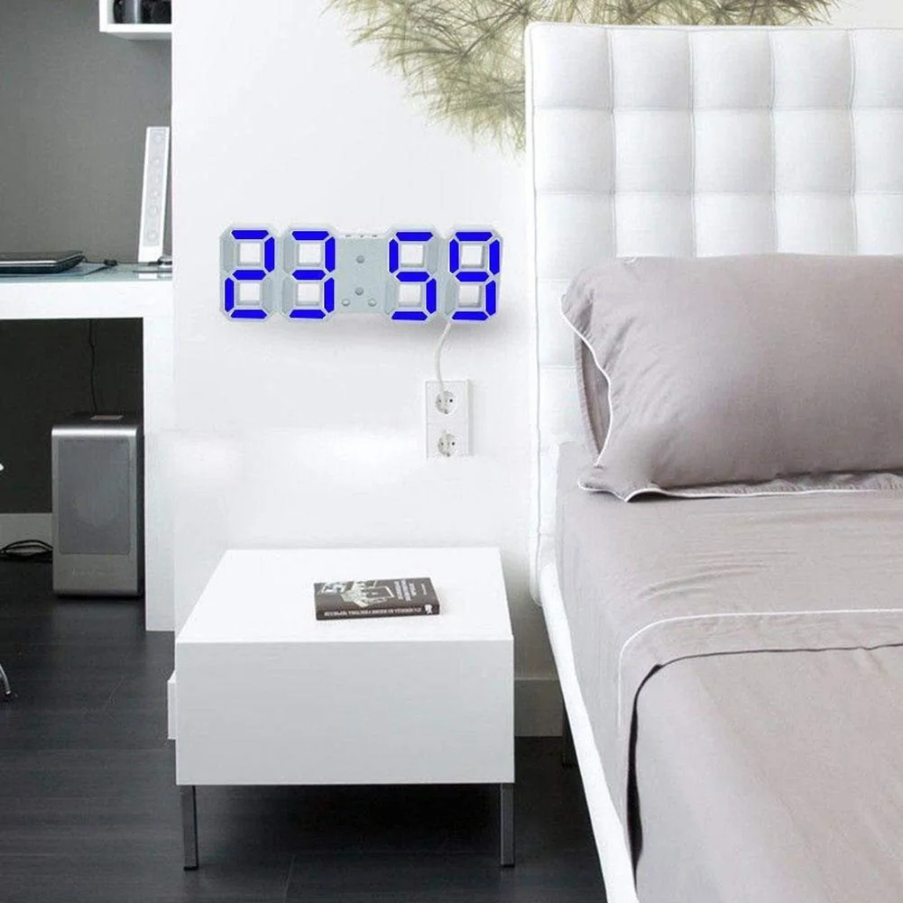 

Modern Wall Clock Digital 3D LED Table Lamp Clock Watches 12/24 Hours Display Mechanism Alarm Snooze Desk Alarm Clock Light USB