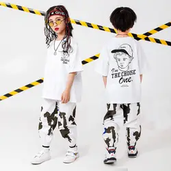 Детская одежда в стиле хип-хоп, футболка оверсайз, топы для бега, повседневные штаны для девочек и мальчиков, костюм для джазовых танцев