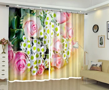 

Living room Bedroom 3D Luxury Curtains For Hotel Office Drapes Cortinas para sala dormitorio Rideaux Rose Flowers print
