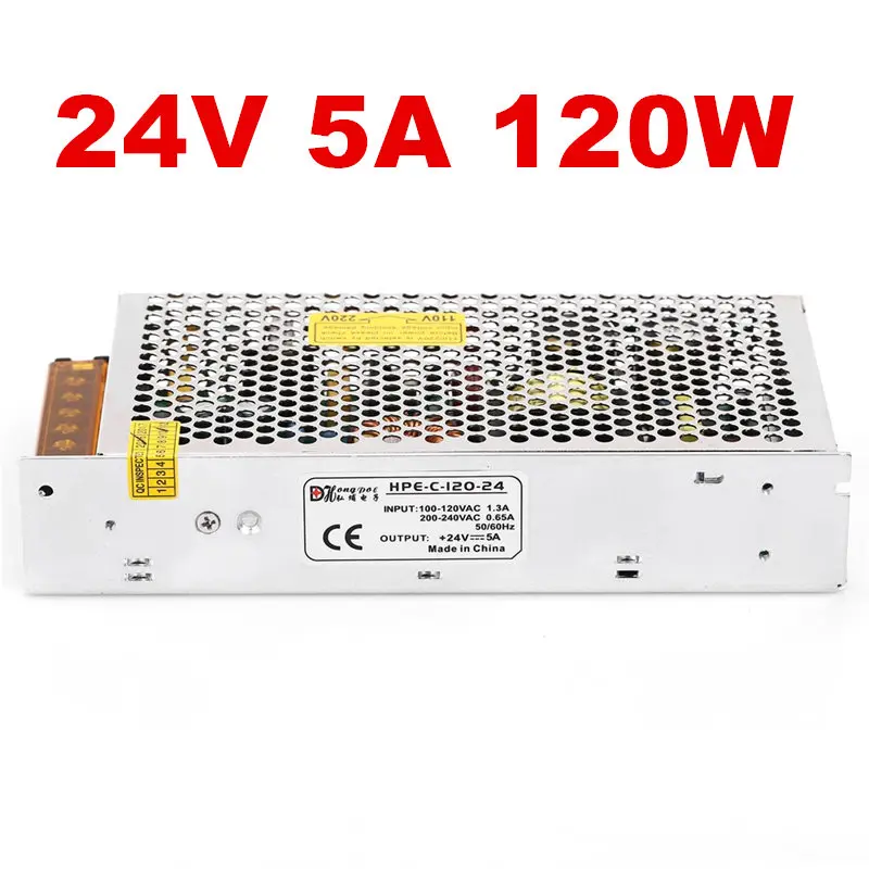 1 шт 120W 24V Питание 24V 5A AC-DC 198*99*38 мм S-120-24 DC24V Мощность