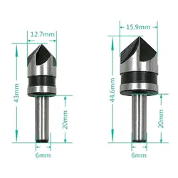 2 шт. 82 ° 5 лезвие круглый Зенковка сверло градусов точки фаски Резак 1/2 '', 5/8'' хвостовик для электроинструмента