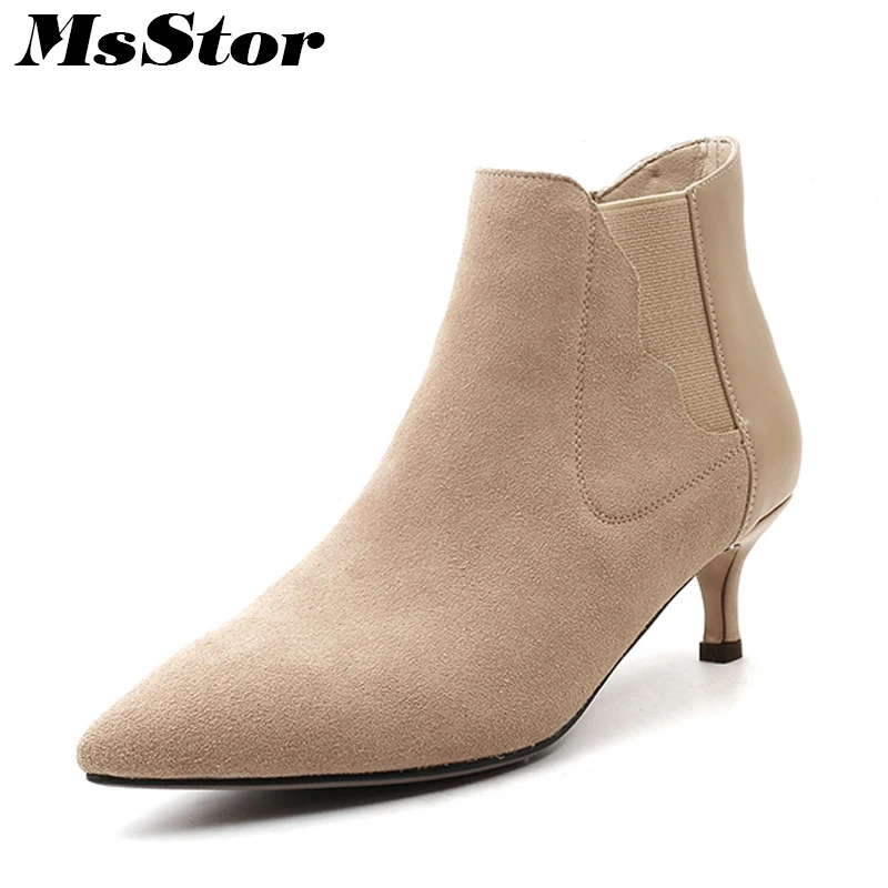 

MsStor Square Toe Med Heel Women Boots Fashion Hot Selling Ankle Boots Women Shoes Elegant Sexy Thin Heels Boots Shoes For Girl