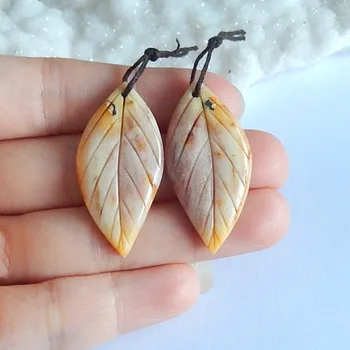 

Carved leaves Amazonite fashion Earring Bead,Fashion Jewelry For Women Earrings Accessories,37x18x4mm,8.2g