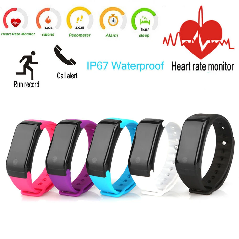 2017 New Heart Rate Monitor Waterproof Fitness Tracker Smart Band Bluetooth Android and IOS Wrist Bracelet