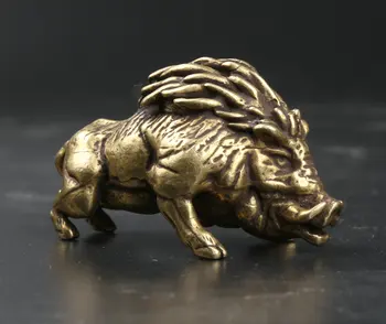 

54MM/2.1" Collect Curio Rare Chinese Fengshui Small Bronze Exquisite Boar Wild Boar Sus Scrofa Statue Statuette 123g