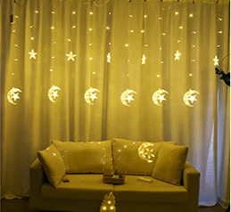 2,5 м 220 В светодиодный светильник с Луной и звездой, гирлянды для занавес, рождественские гирлянды, сказочный свет, вечерние украшения для свадьбы и праздника - Испускаемый цвет: Style 5