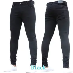 Для мужчин джинсы брюки 2018 Фирменная Новинка стрейч тощий рваные байкерские джинсы Для мужчин хип-хоп Повседневное джинсовые брюки Для