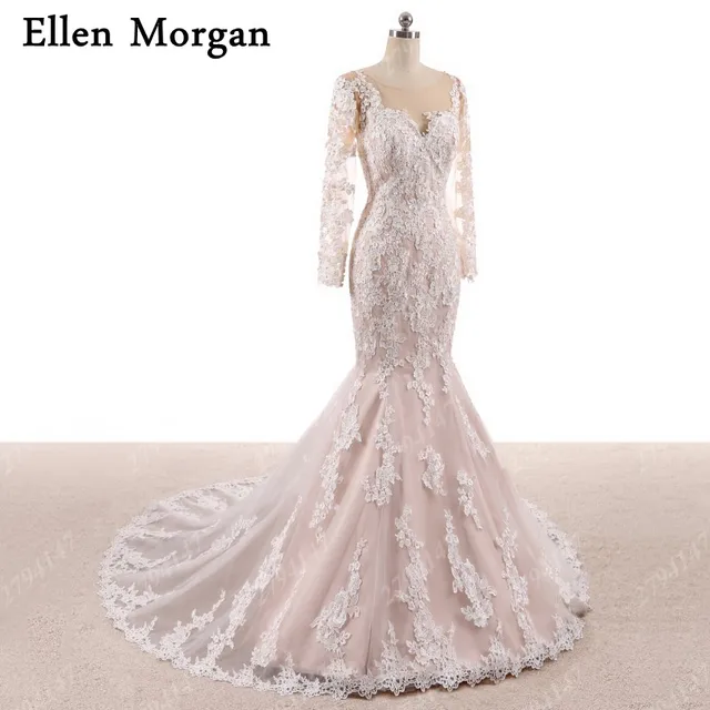 Long Sleeve Mermaid Wedding Dresses 2018 for African Black