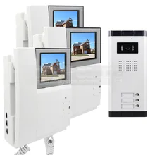 DIYSECUR 4.3 “HD Apartamento Video de La Puerta Sistema de Teléfono Video Del Timbre Del Intercomunicador 700 Tecla Táctil de la Cámara del IR para 3 Familias