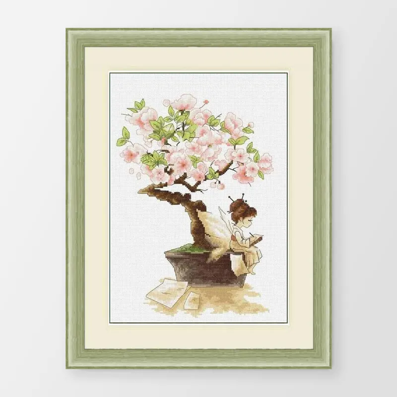 

Cherry tree elf pattern Paintings Counted Printed On Canvas DMC 14CT 11CT Chinese Cross Stitch Needlework Sets Kits wall decor