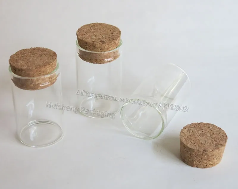 

30 x 20ml Empty glass tube with wooden cork 20cc clear glass vial glass jar Cork Tube Bottle 2/3oz Display Glass Container