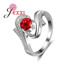 Для женщин и девочек лучшие подарки австрийский ААА Кристалл красное+ белое кольцо с камнем 925 пробы серебро свадебные ювелирные изделия на палец