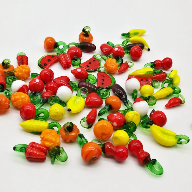 50 шт Смешанные Овощные и фруктовые бусины из муранского стекла|murano glass fruit|mixed