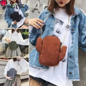 

Fashion Teenage Girl Plant Cactus Shape Messenger Bags Chain Crossbody Bag for Women Bolsa Feminina