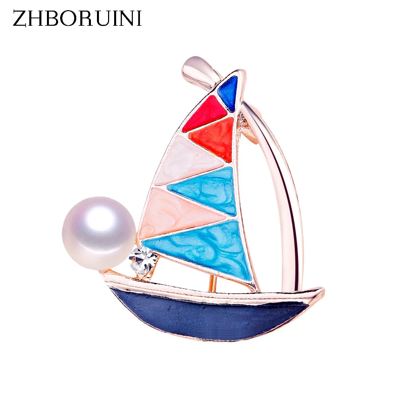 ZHBORUINI 2019 новые высококачественные реальные бриллиантовые булавки Лодка
