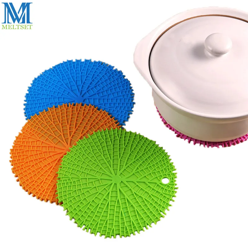 Buy 1PC Solid Color Round Silicone Cup Mats Thicken Non skid Bowl Pot Table Mat