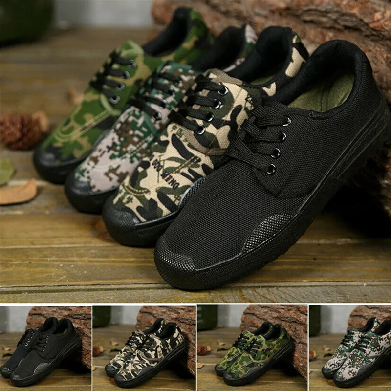 

New Outdoor Construction Site Mountaineering Military Steel Toe Cap Labor Insurance Camouflage Rubber Shoes Men's Training Shoes