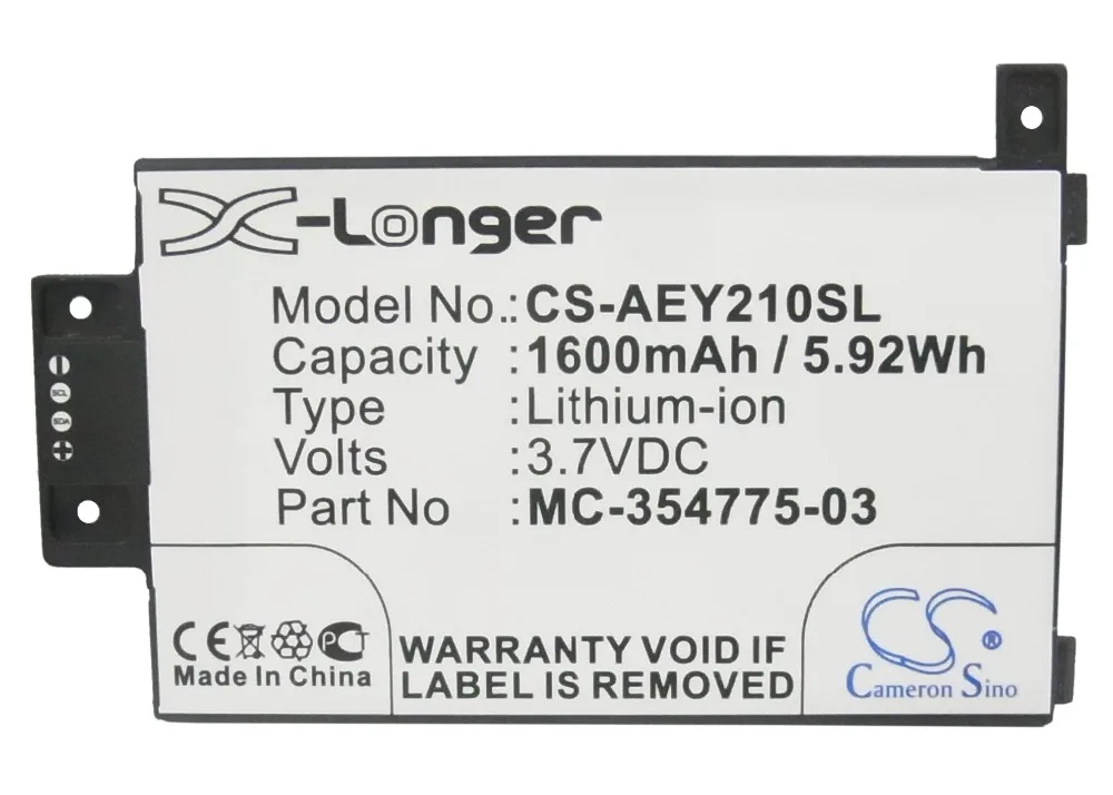 Аккумулятор Cameron Sino 1600mAh 58-000008 58-000049 MC-354775-03 для EY21 Kindle Paperwhite Touch 3G 6 &quotKindle 6&quot |