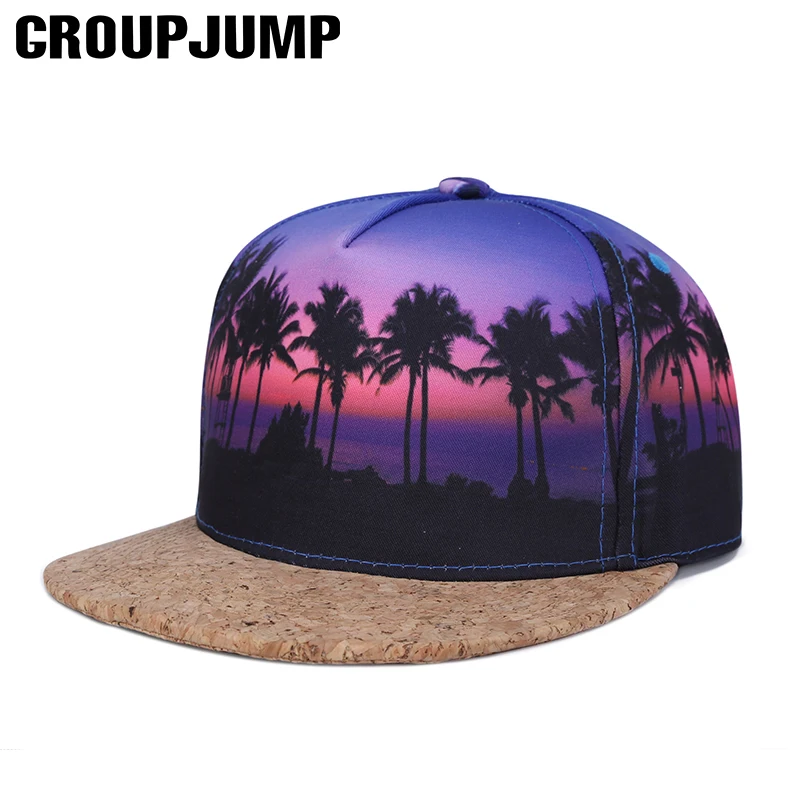 High Quality Snapback Cap Print Baseball Cap Women Men Caps Tropic Scenery Pattern Baseball Cap