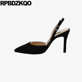 

Black Summer High Heels Closed Toe Large Size Cheap 2018 Korean Stiletto Women Sandals Slip On Shoes Slingback Designer Pumps