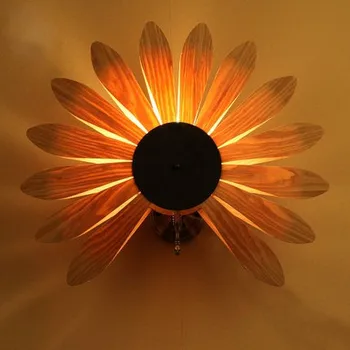 

Southeast Asia simple fine wood bedroom bedside staircase aisle corridor SPA clubhouse style wall lamp