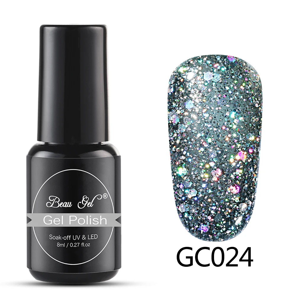 GC024 Beau гель 8 мл гель для ногтей с блестками Алмазный УФ-гель для ногтей гель лак светодиодный лак Полупостоянный Гель-лак грунтовка для ногтей - Цвет: GC024