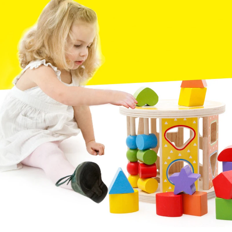 

MamimamiHome Baby Wooden Building Blocks Children Toy Shape Paired Multifunctional Intelligence Box Toys For Children