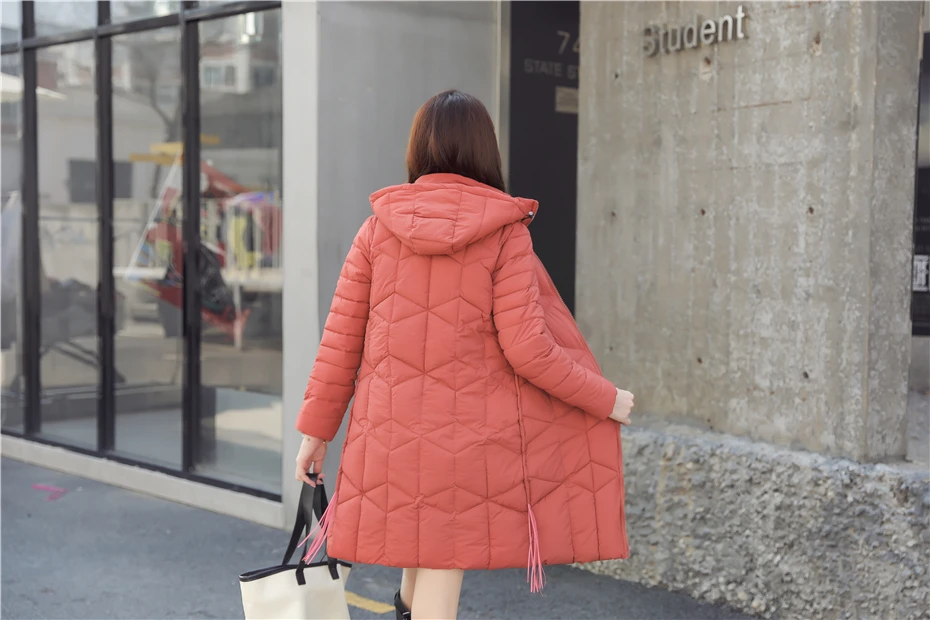 Quilted Coat Long Parka Female Thick Cotton Slim Winter Jacket Women Clothes Hooded Warm Outwear Plus Size Korean Oke042