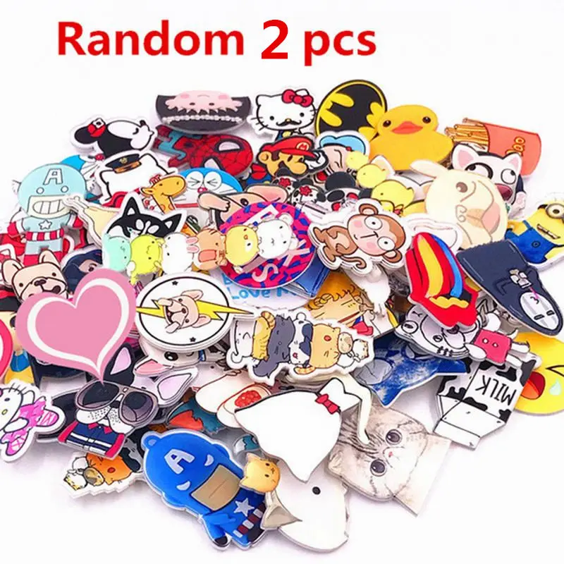 

Random 2pcs/lot Animal Icon Kawaii Badge Harajuku Acrylic Pin Badges Cartoon Backpack Pins badges woman girl's decoration gift