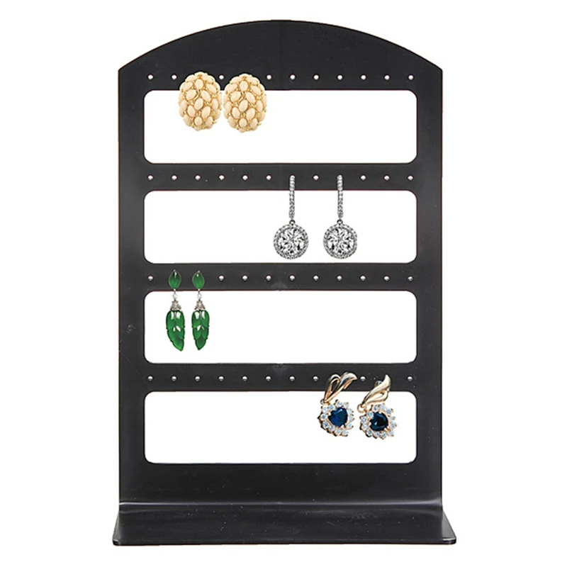 

48 Holes Jewelry Organizer Stand Black Plastic Earring Holder Pesentoir Fashion Earrings Display Rack Etagere