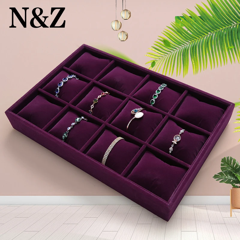 

N&Z Purple 12 Grid Slots Jewelry Organizer Watches Display Storage Box Case Gift Boxes Jewelry Packing Bracelet Display Shelf
