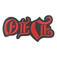 Байкер патчи Red Label рокер Байкер Мотоцикл Черная ткань саржевого Вышитые Утюг на спереди Экологичные пользовательские