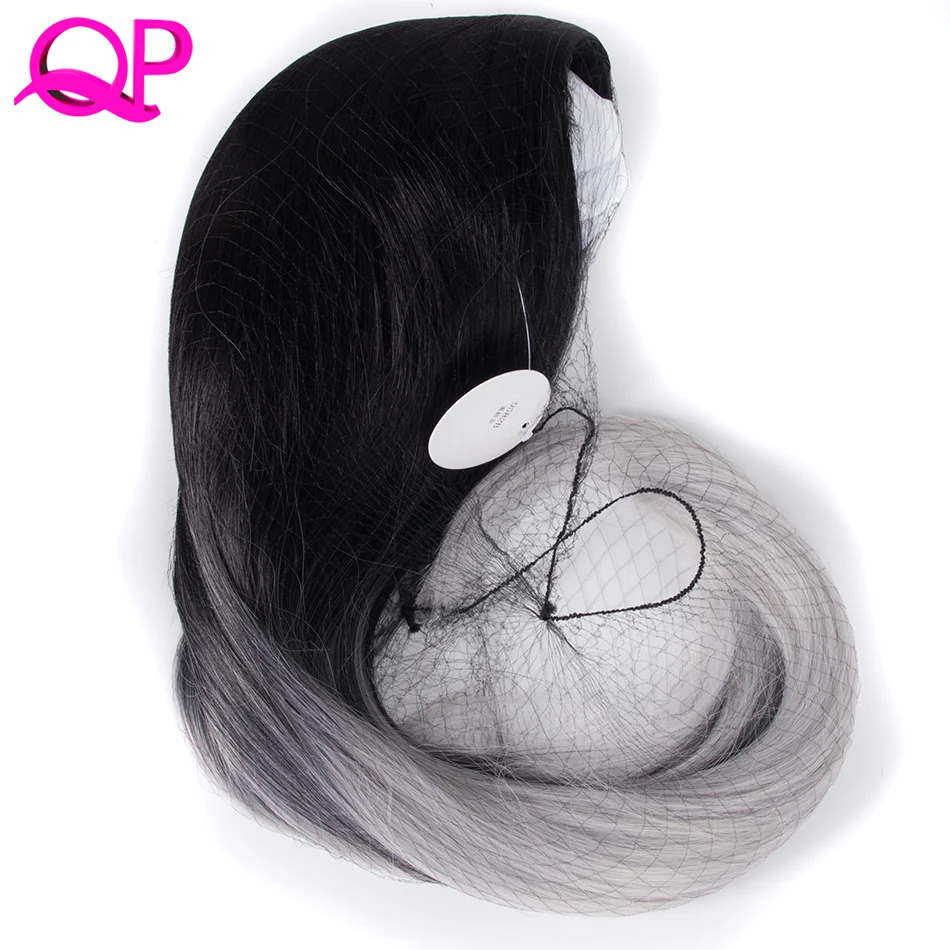 Qphair 26 дюймов синтетический парик Косплей Длинные прямые Термостойкие Ombre 1b серебряные натуральные парики для черных женщин