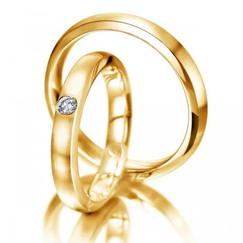 

JH AAS 3mm Satin Solid 9ct 9k Yellow Gold Natural I/I3 0.07ct Diamond Wedding Band Ring Love Forever Classic