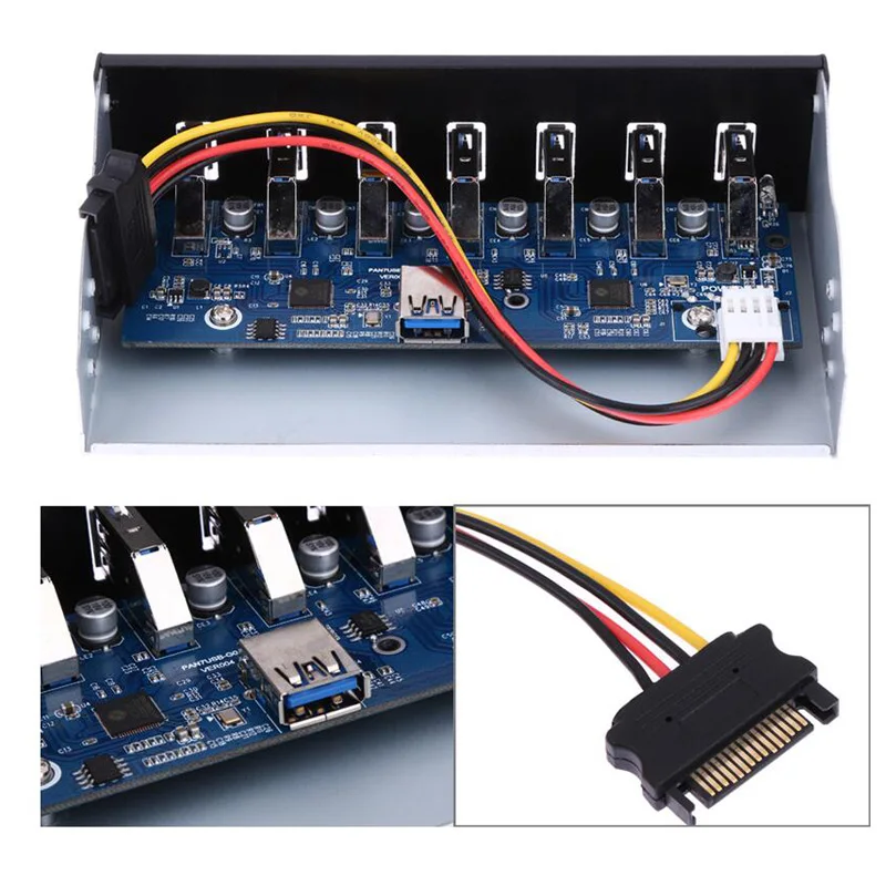 USB 3 0 концентратор 7 портов 5 Гбит/с 25 &quotCD ROM диск отсек CD Передняя панель для