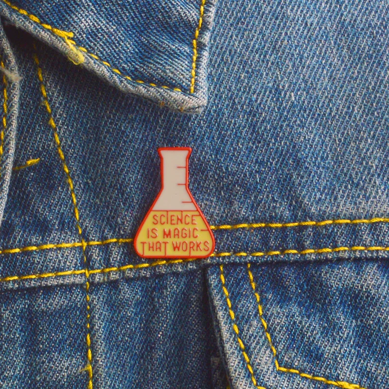 

Science is magic that works Enamel pin Science Experiment Cup Brooch for Women Men Lapel Pin Hat T-shirt Backpack Accessories