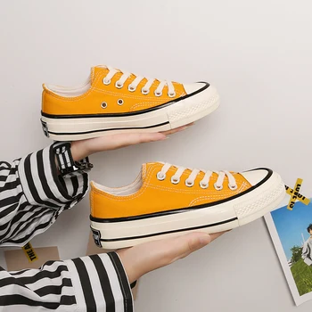 

Women's Flats plus size 22.5-26.5 cm feet length canvas shoes Young girl Vulcanized shoes Couple models all seasons shoes