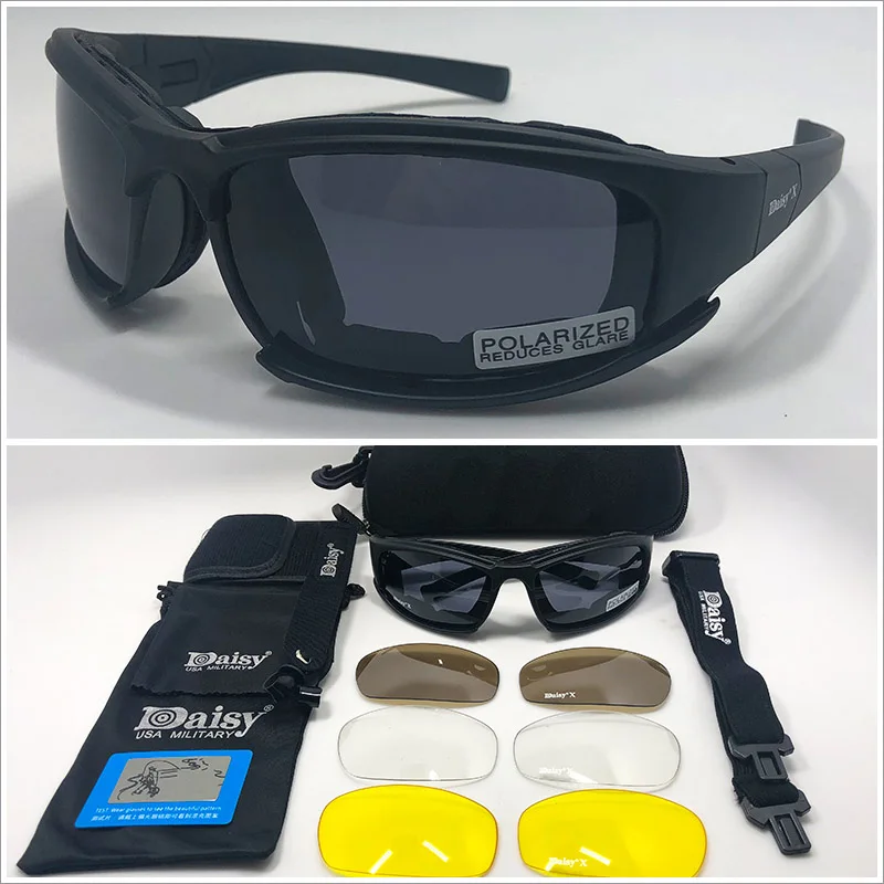 DAISY X7 поляризованные фотохромные тактические велосипедные защитные очки для страйкбола защитные тактические очки для спорта на открытом воздухе велосипедные солнцезащитные очки - Цвет: Black