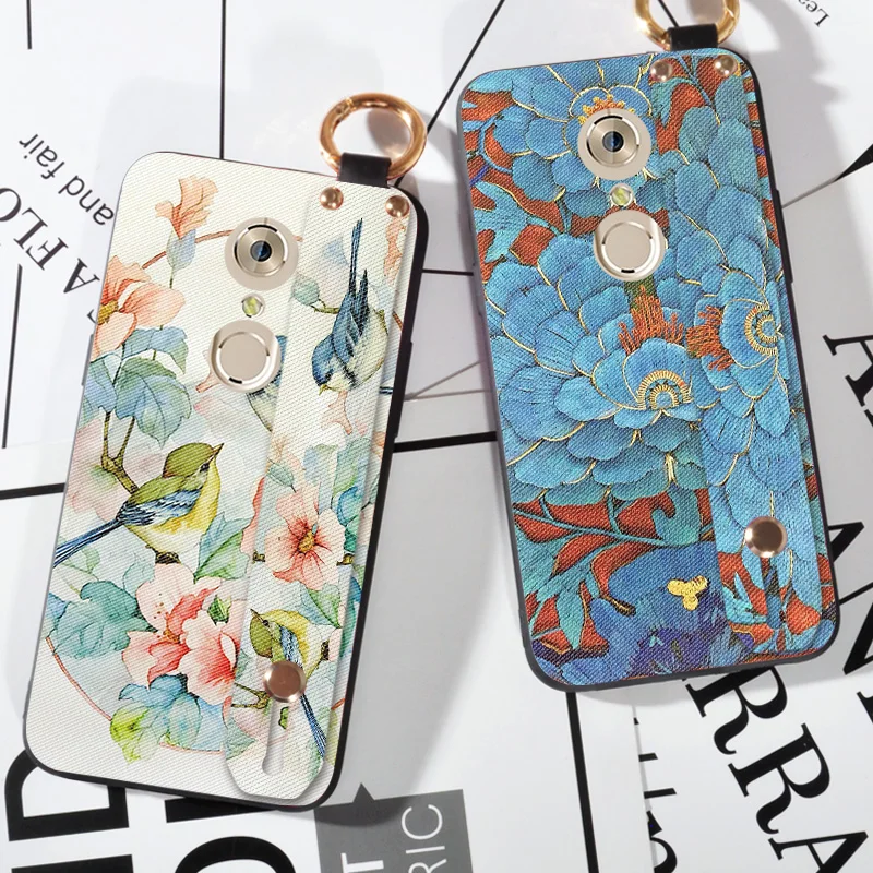 

Wrist Strap Flower Emboss Cases For ZTE Axon 7 A2017 Luxury Silicone Cartoon Cloth Cover For ZTE Axon 7 Mini